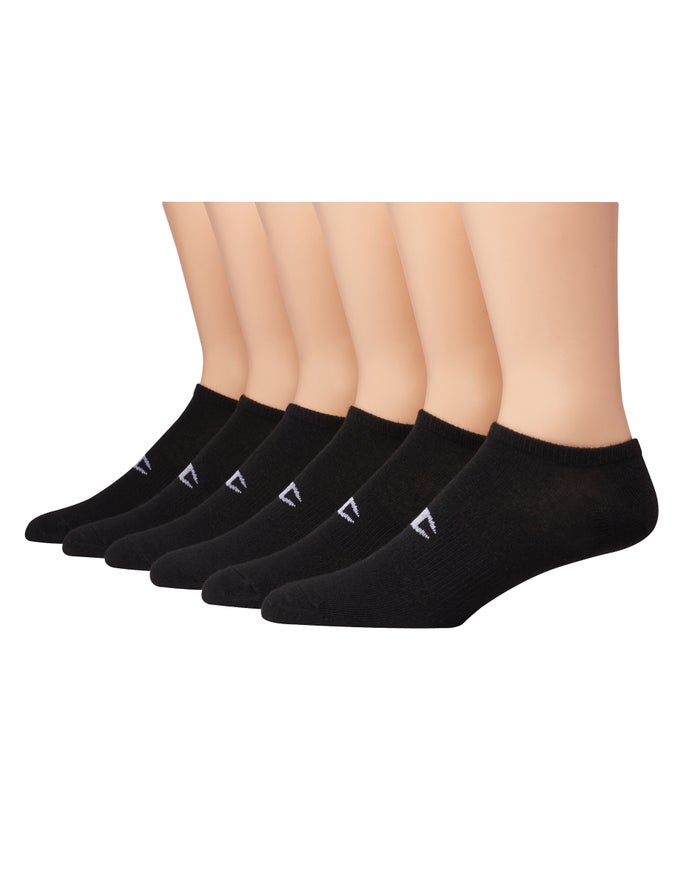 Champion Mens Socks NZ - Super No Show 6-Pairs Black ( 1627-ZJCSR )